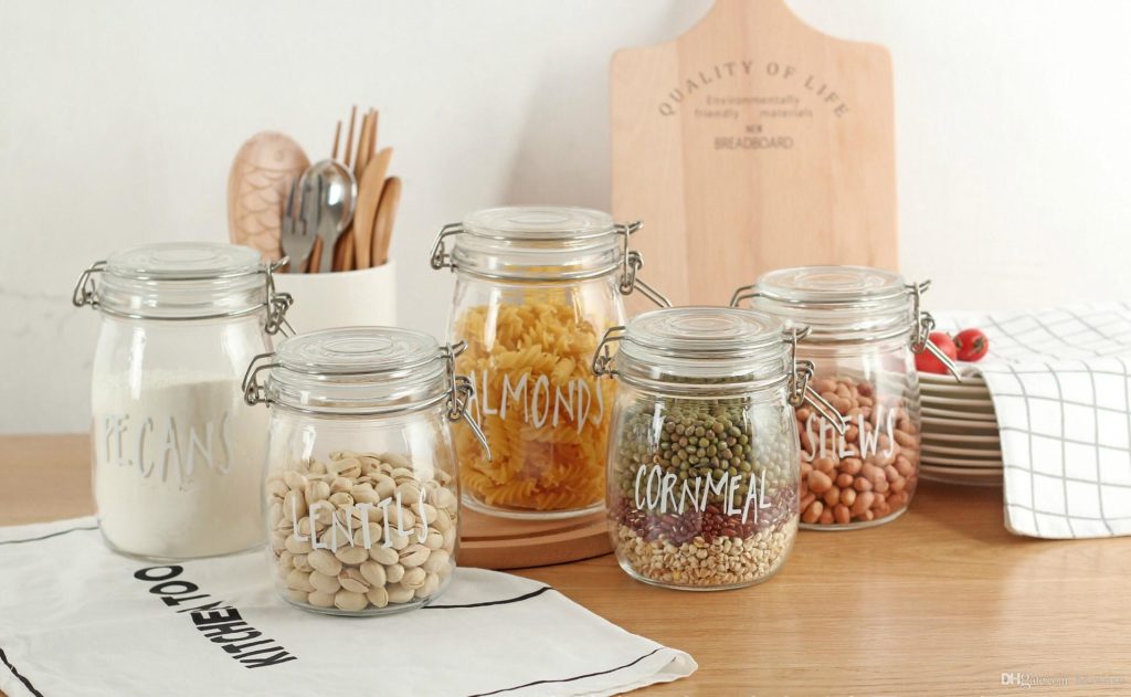 4OZ 120ml Square Kitchen Storage Clear cookie Spice clip top glass Jar set with Glass Lid