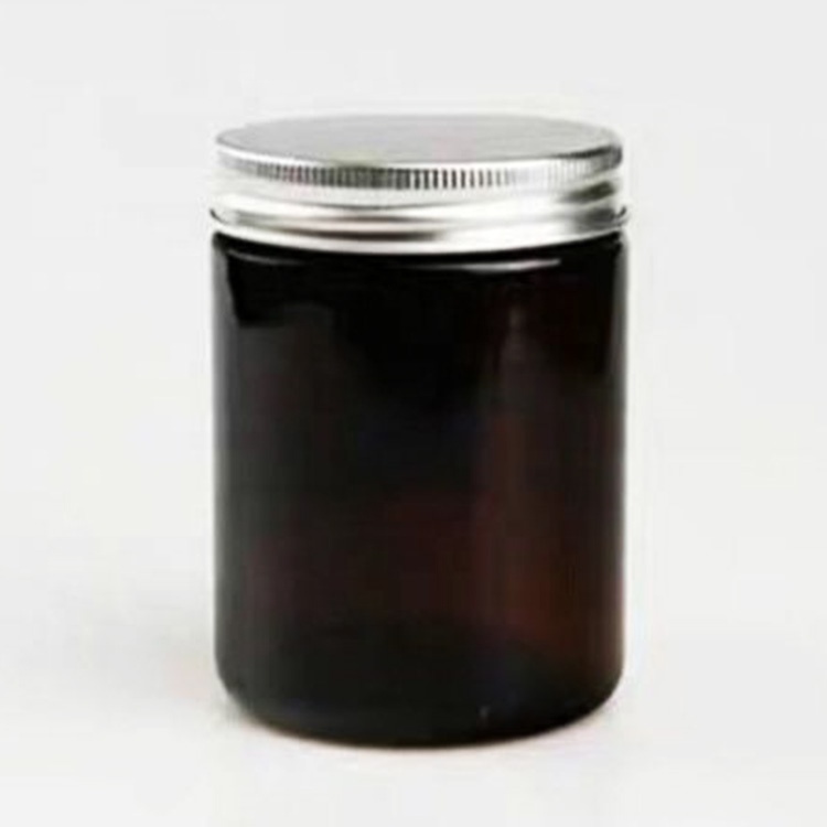 4OZ 8OZ 16OZ Wide Mouth Round Empty Amber Glass Cream Jars With Black Lid