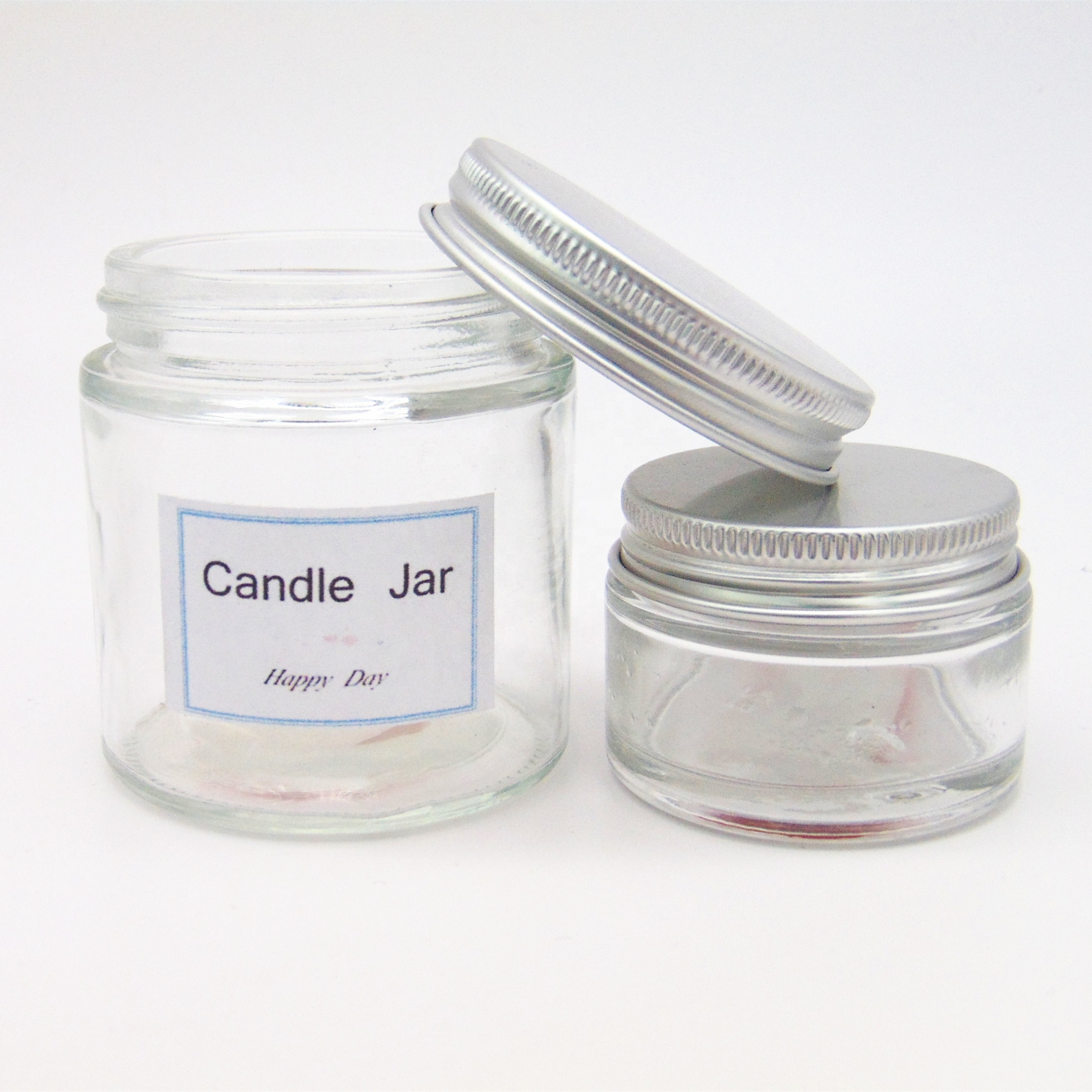 4OZ Clear Round frascos de vidrio Glass Storage Weed Glass Candle Jar with Screw Lid