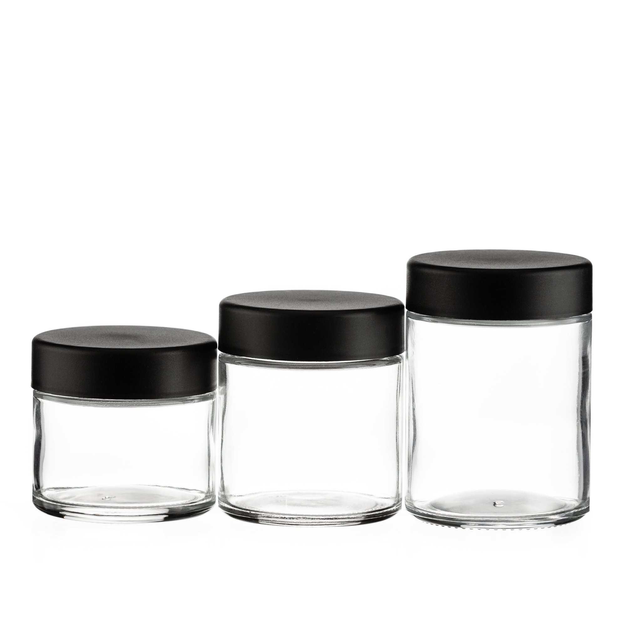 4OZ GLASS TALL CRC FLINT JAR WITH BLACK OR WHITE SMOOTH CRC LIDS