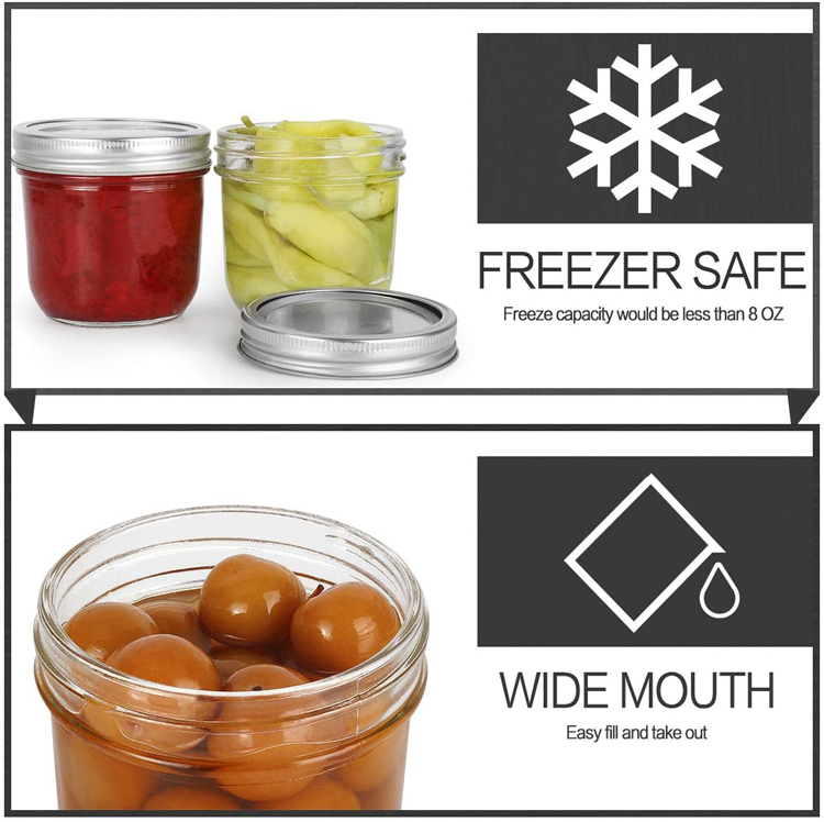 4OZ diamond embossing design wide mouth glass mason jars with 2 parts metal lid