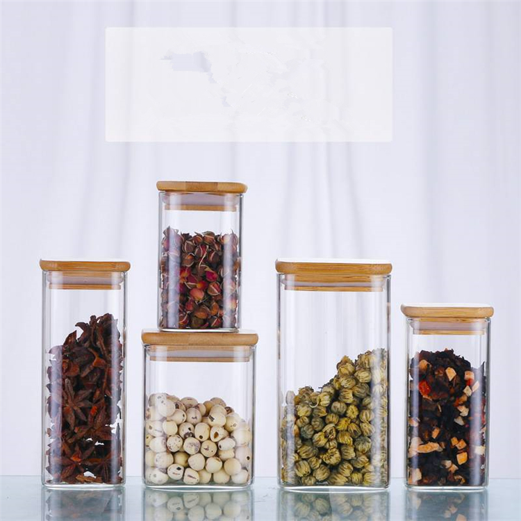 4Oz Best Cheap Airtight Cylinder Food Candy Containers Small Glass Storage Jars With Wooden Top Lid