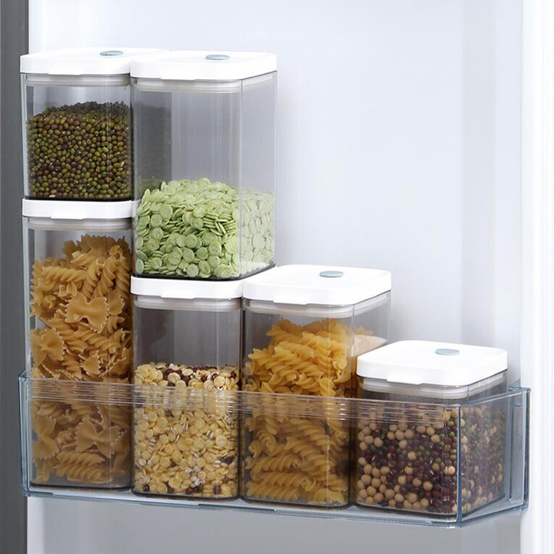 4PCS Cereal Container Storage Set with Lids Plastic Clear Kitchen Organization for Spaghetti