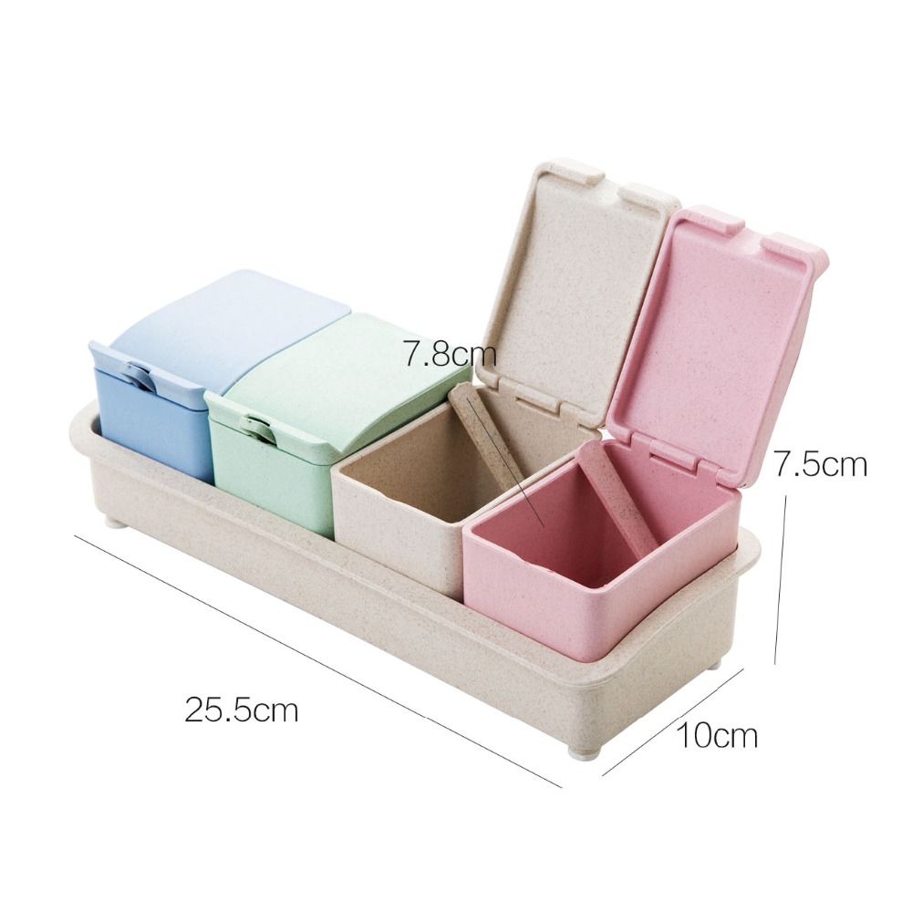 4Pcs/Set Spice Jar Can Salt Pepper Container Spice Box Seasoning Pot Cooking Condiment Boxes Kitchen Cruet