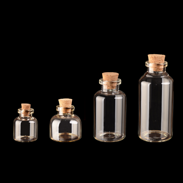 4ml 10ml 20ml 23ml 35ml 50ml 60ml 80ml 110ml Boston shoulder Transparent glass bottle with cork