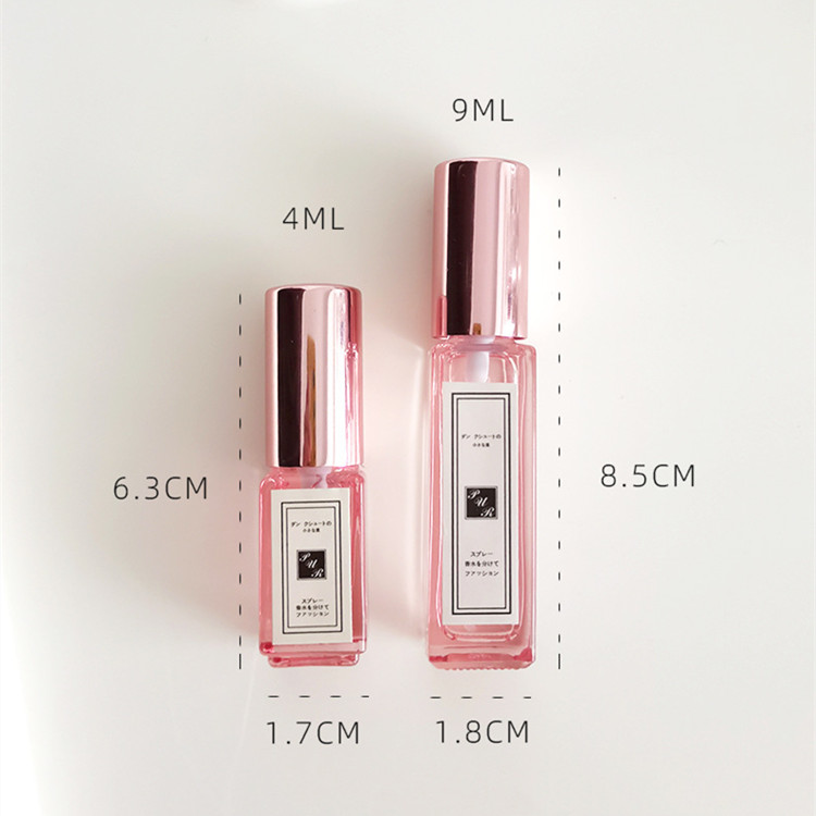 4ml 10ml 20ml 30ml Square Glass Rose Gold Perfume Spray Bottle Pink Cosmetic Toner Bottle