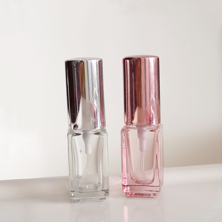 4ml 10ml 20ml 30ml Square Glass Rose Gold Perfume Spray Bottle Pink Cosmetic Toner Bottle