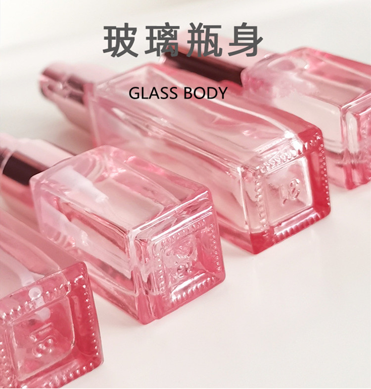 4ml 10ml 20ml 30ml Square Glass Rose Gold Perfume Spray Bottle Pink Cosmetic Toner Bottle