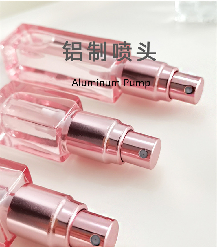 4ml 10ml 20ml 30ml Square Glass Rose Gold Perfume Spray Bottle Pink Cosmetic Toner Bottle
