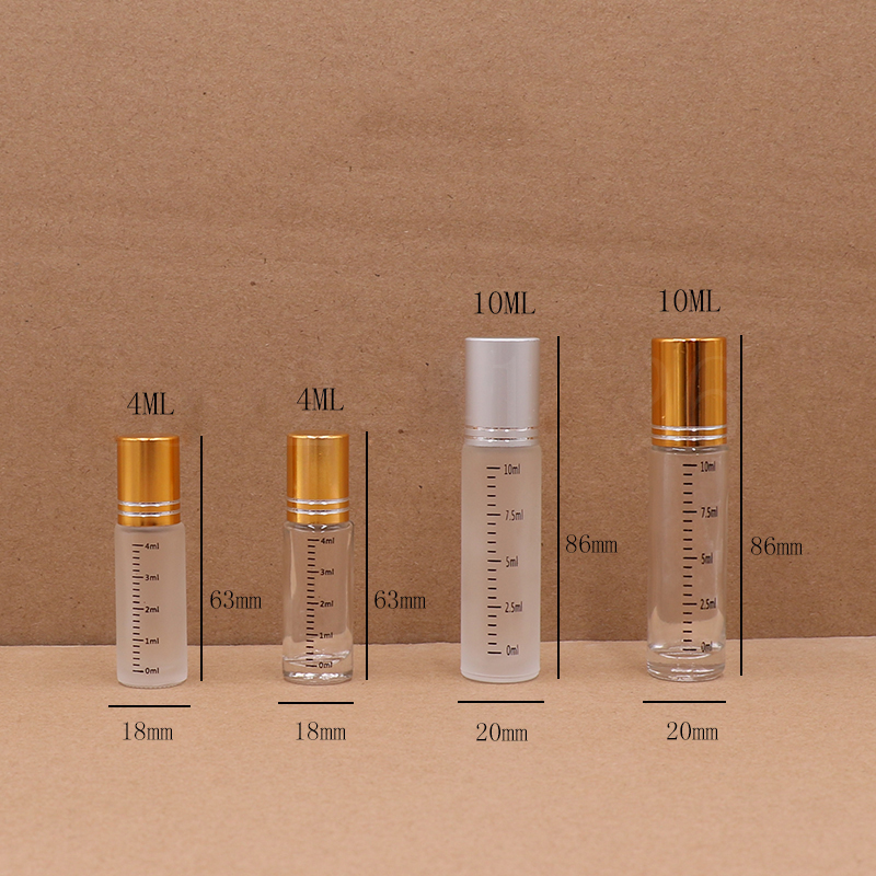 4ml 10ml wholesale mini degree scale printing wall glass pre-roller essential oil bottles perfume bottles with roller top