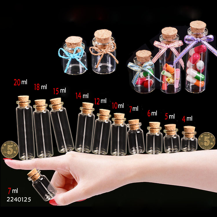 4ml-20ml Small Glass Jars Message Vials With Lid Cheap Cork Stopper Bottle DIY Small Glass Bottle Mini Containers 22 diameter