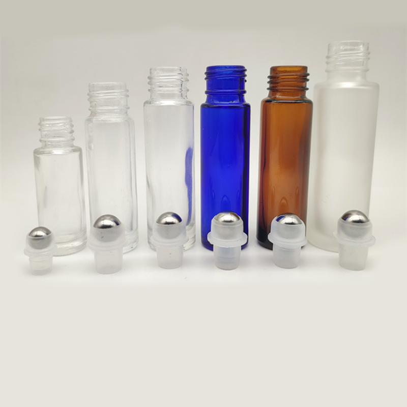4ml 5 ml 8ml 10 ml  clear blue amber essential oil glass roll on bottle with roller ball aluminum or plastic cap wholesale