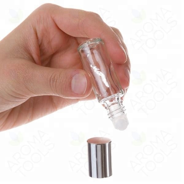 4ml 6ml 8ml 10 ml Clear Glass Roller Bottles with Metal Roll On Inserts & Silver Caps