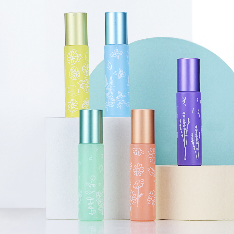 4ml 6ml 8ml 10ml Eye cream perfume oil roll on tubes clear amber green blue roll on glass bottle with steel ball