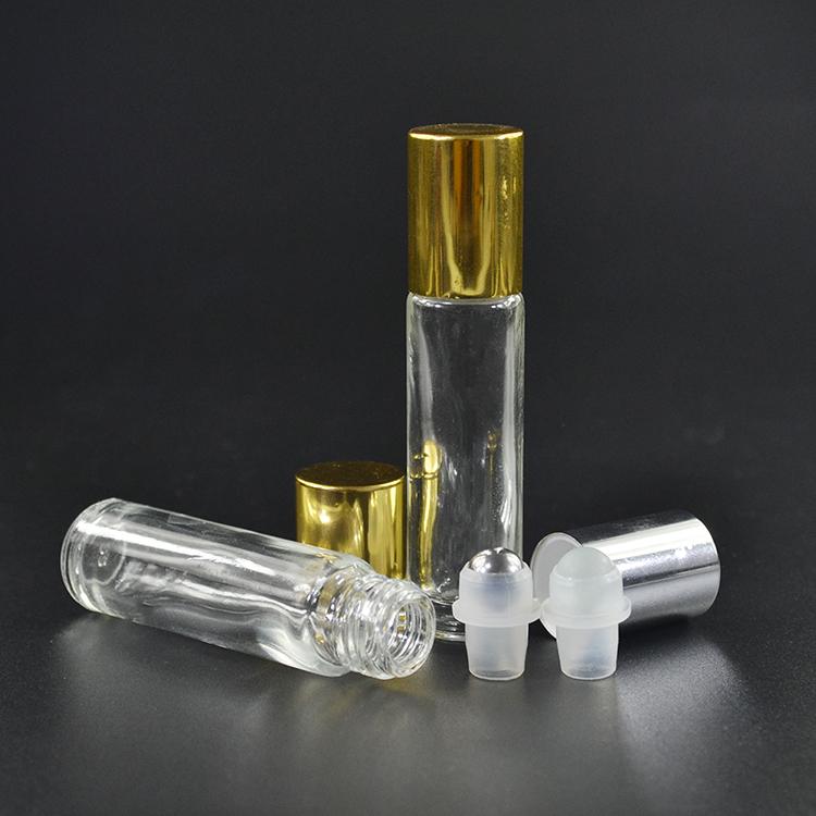 4ml 6ml 8ml 10ml essential oil empty eye cream clear frosted roll on glass bottle with steel roller ball