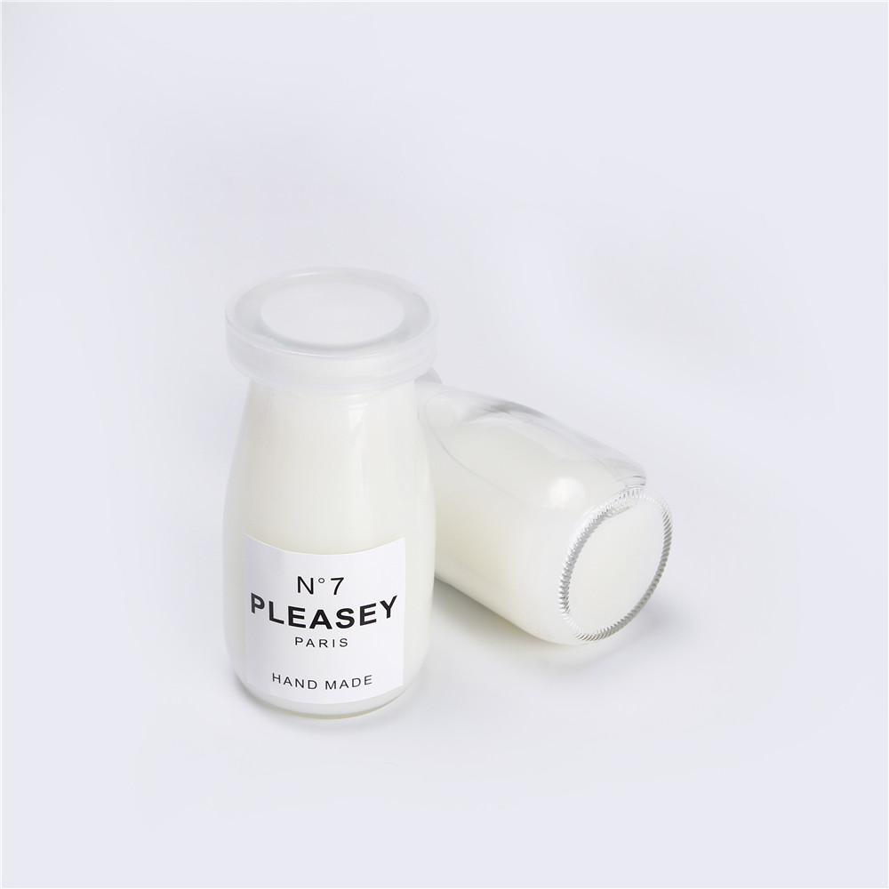 4oz 120ML White Round Glass Water Bottle For Milk Beverage With Plastic Lid Filling Bottle