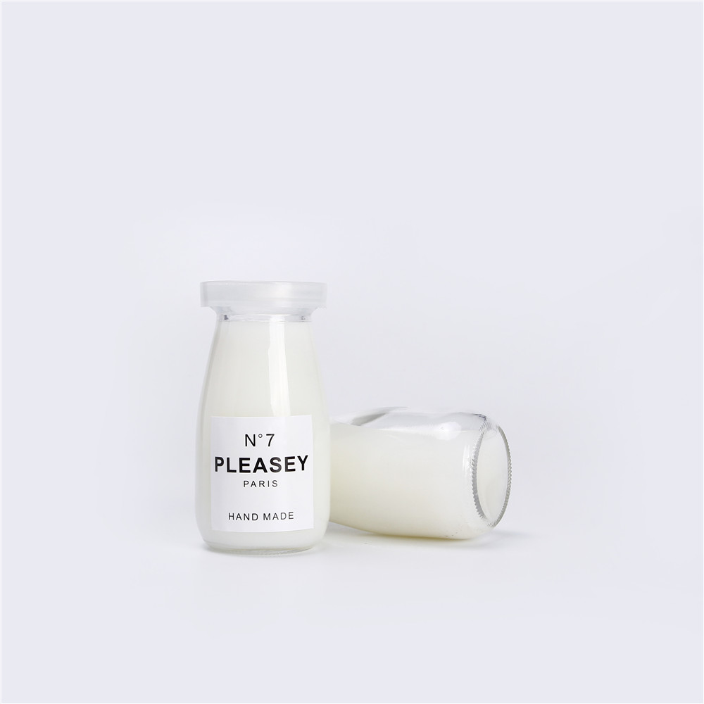 4oz 120ML White Round Glass Water Bottle For Milk Beverage With Plastic Lid Filling Bottle