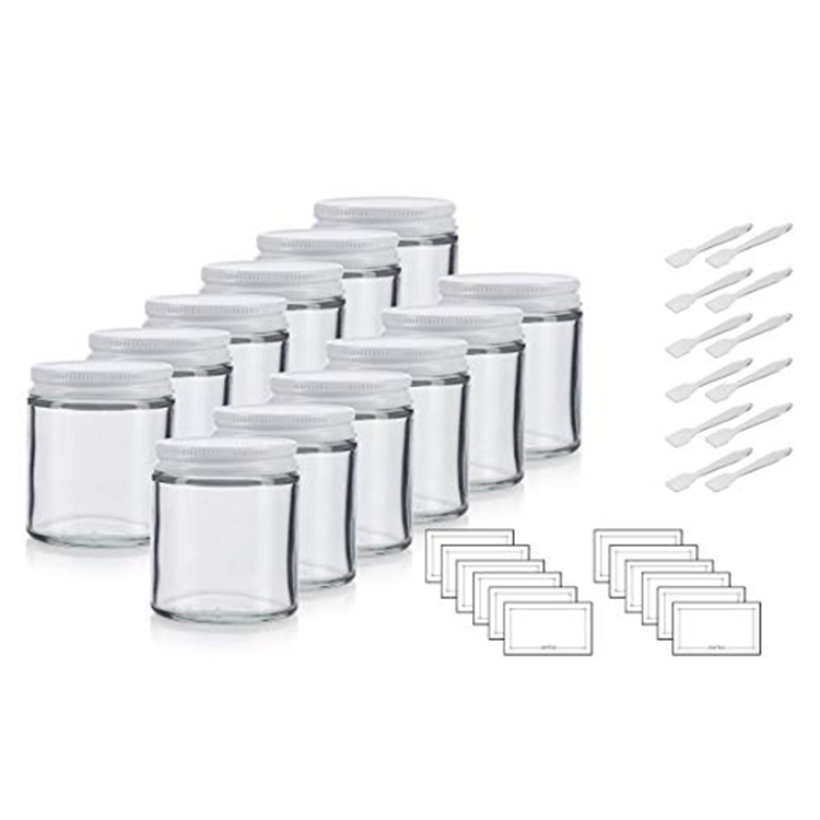 4oz 120ml Clear Thick Round Glass Straight Sided Jar with White Metal Airtight Lid