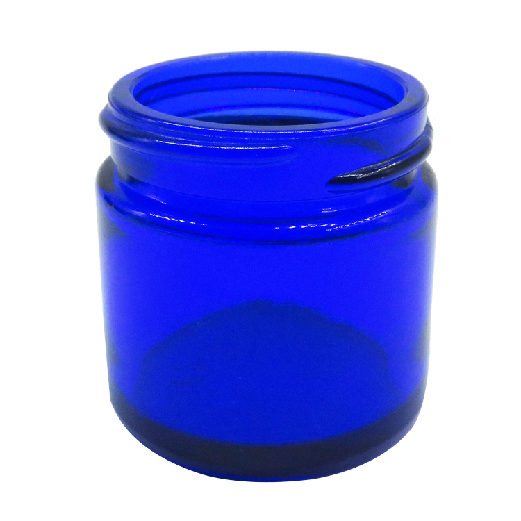 4oz 120ml Cobalt Blue Cream Jar Glass Cosmetic Jar with Black Plastic Lid