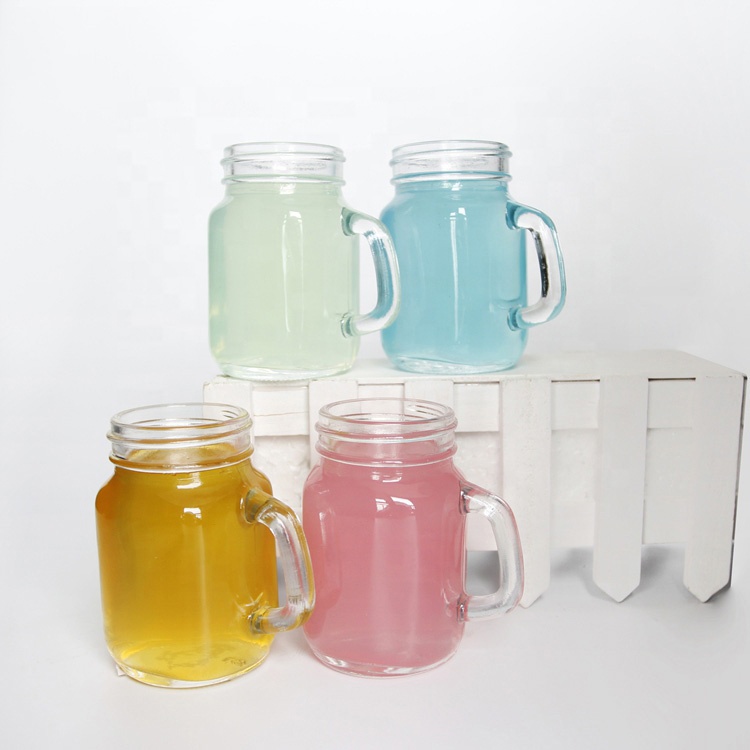 4oz 120ml Custom Colored Drinking Bar Water Beverage Glass Mason Jar With Handle