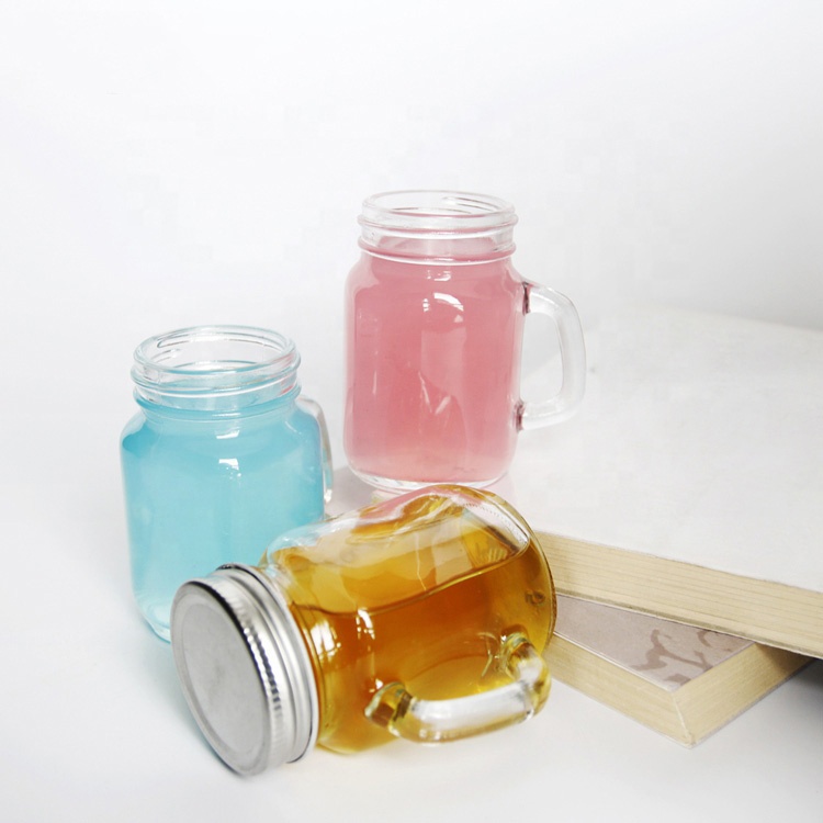 4oz 120ml Custom Colored Drinking Bar Water Beverage Glass Mason Jar With Handle
