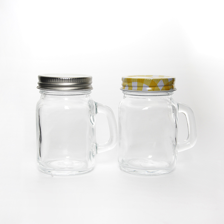 4oz 120ml Empty Glass Mason Jar Mug With Handle For Juice Ice Cream Drinking Jars With Lid