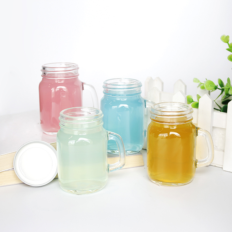 4oz 120ml Empty Glass Mason Jar Mug With Handle For Juice Ice Cream Drinking Jars With Lid