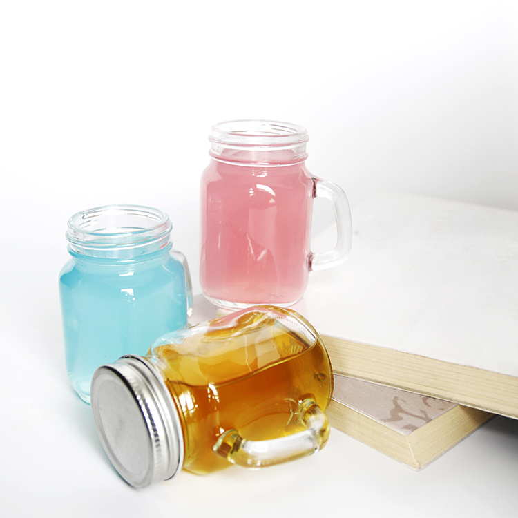 4oz 120ml Empty Glass Mason Jar Mug With Handle For Juice Ice Cream Drinking Jars With Lid