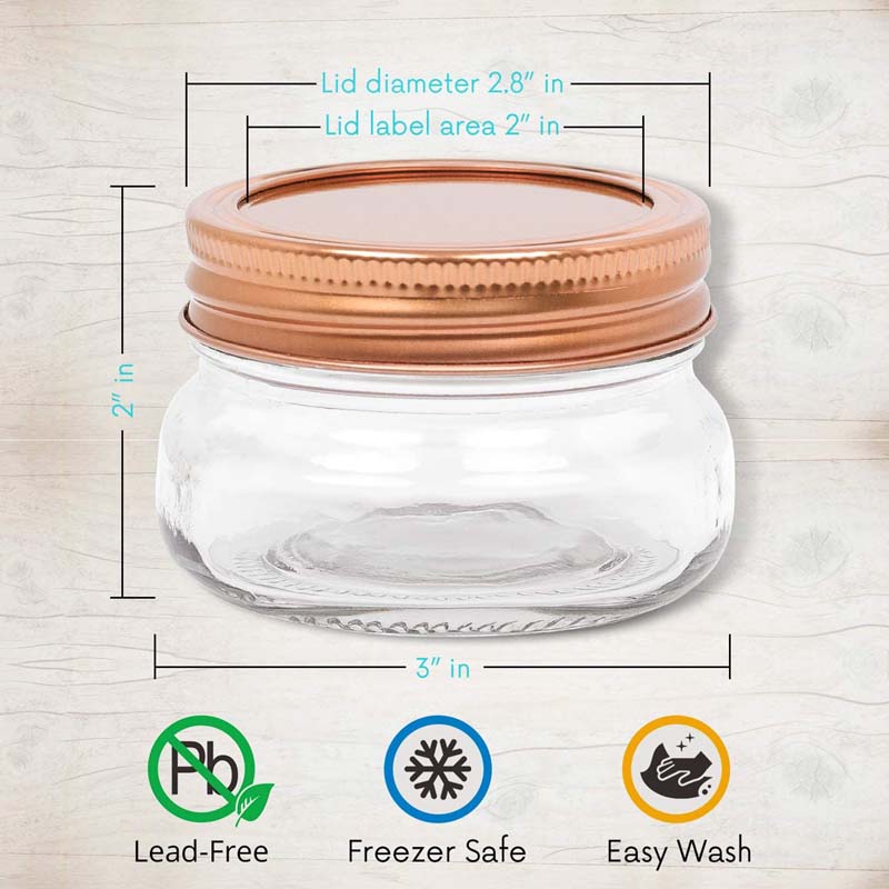 4oz 120ml Rose Gold Split Lid Mini Glass Mason Jar for Food Honey Candies