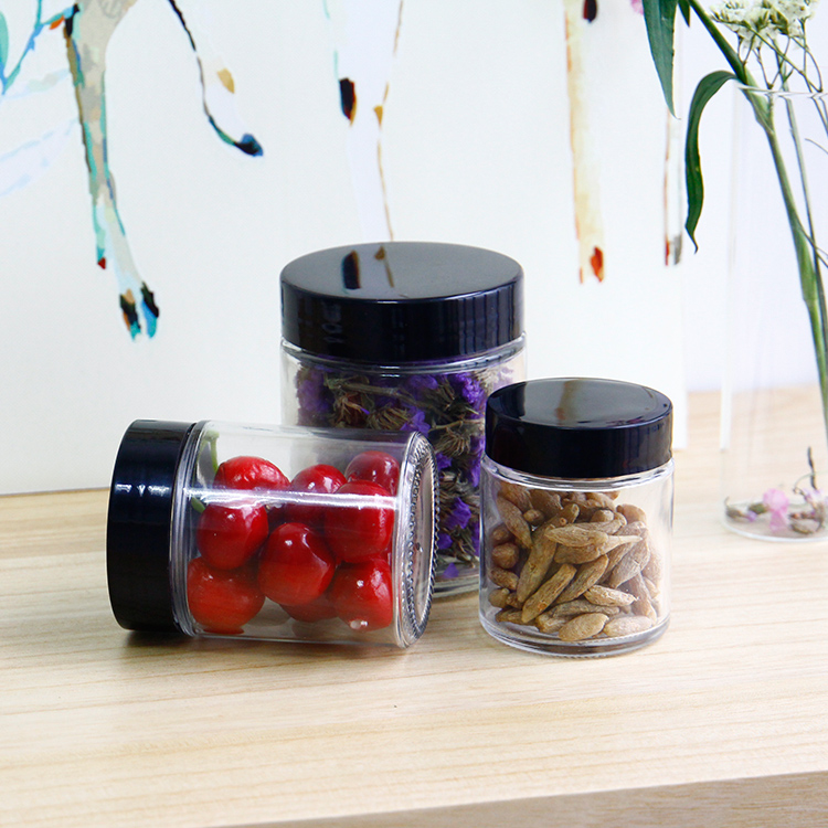 4oz 120ml Straight Glass Storage Jar For Food Spice Dry Flowers With Black Lids