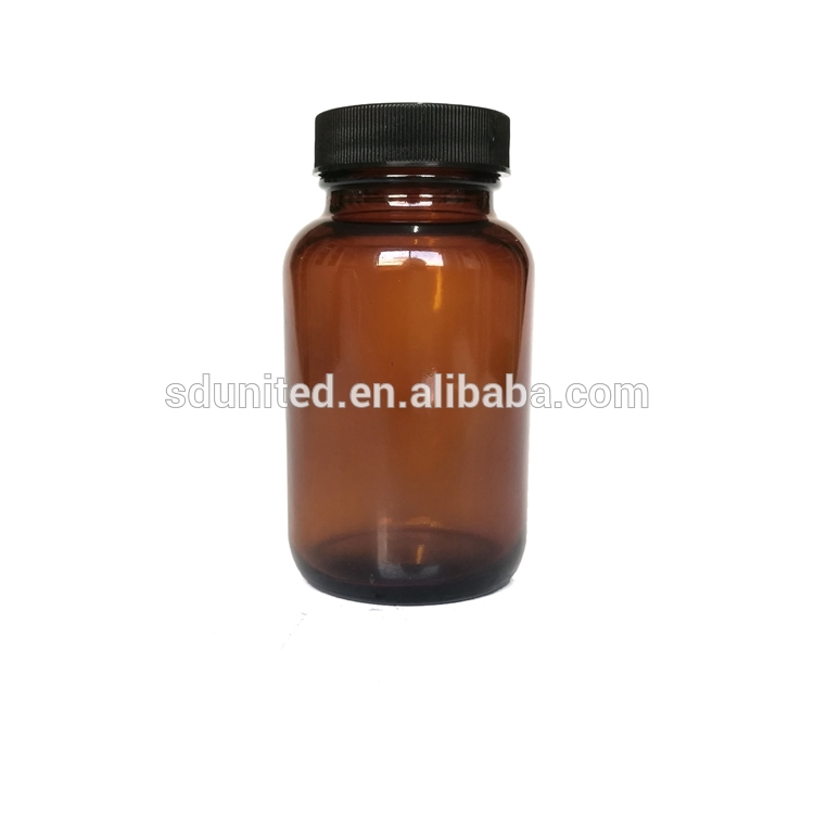 4oz/120ml amber glass pill bottle with black cap