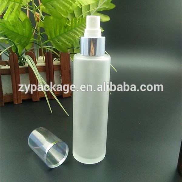 4oz 120ml flat shoulder clear/frosted glass lotion bottle with pump