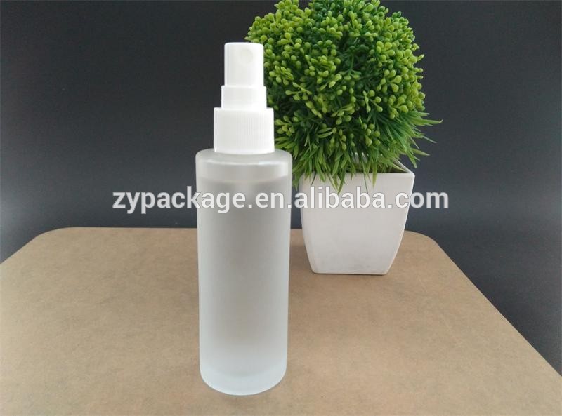 4oz 120ml flat shoulder clear/frosted glass lotion bottle with pump