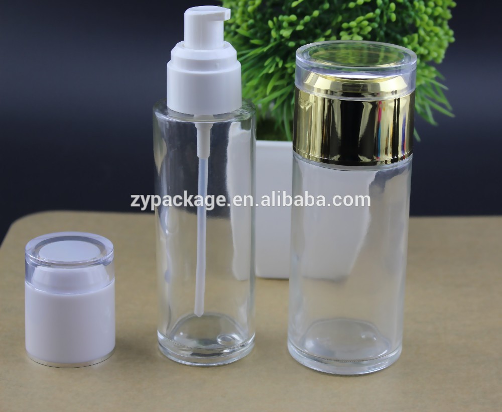 4oz 120ml flat shoulder clear/frosted glass lotion bottle with pump