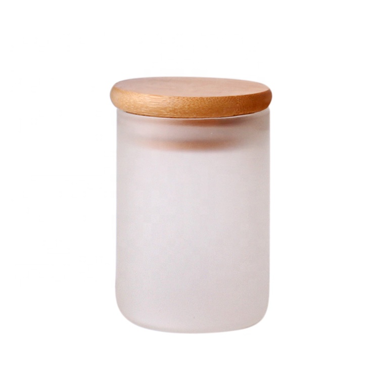 4oz 120ml frosted Borosilicate glass airtight storage jars candy glass jar with wood lid