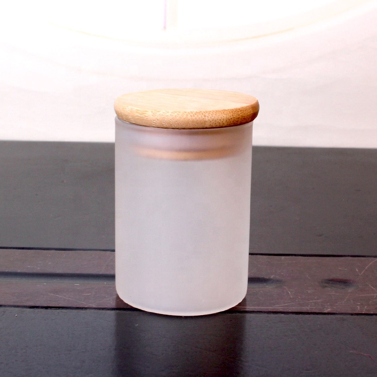 4oz 120ml frosted Borosilicate glass airtight storage jars candy glass jar with wood lid