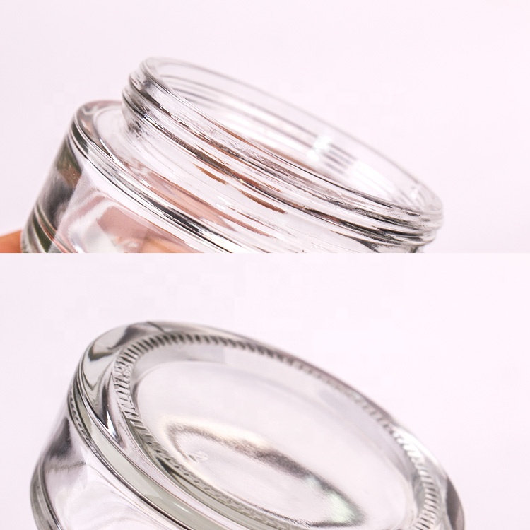 4oz 120ml frosted empty round glass cosmetic cream jar with bamboo lid