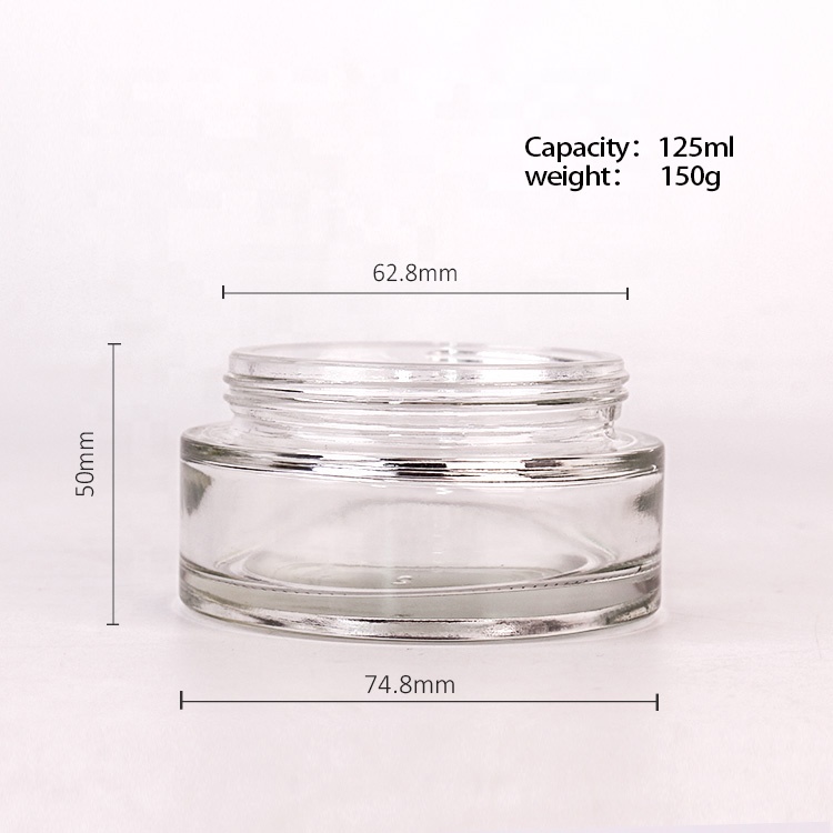 4oz 120ml frosted empty round glass cosmetic cream jar with bamboo lid