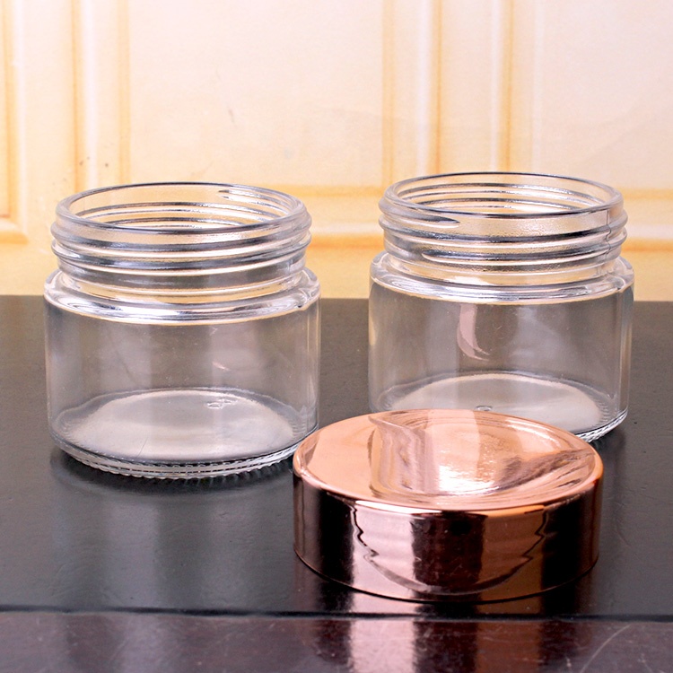4oz 120ml round Straight Sided Clear Airtight Glass storage Jar with Black Plastic Lids
