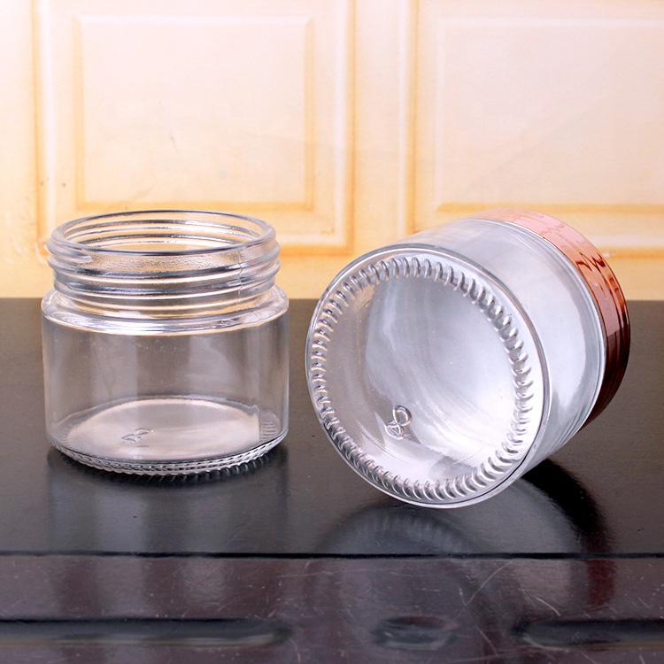4oz 120ml round Straight Sided Clear Airtight Glass storage Jar with Black Plastic Lids