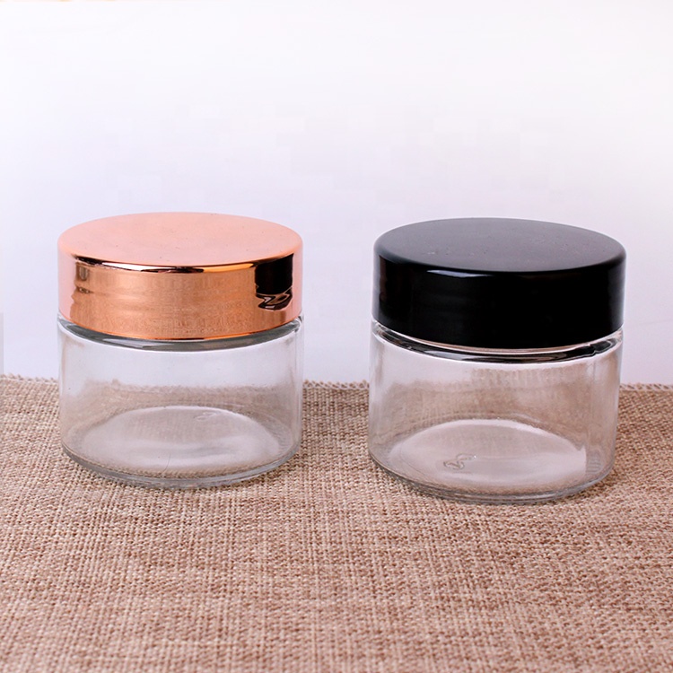 4oz 120ml short round glass cosmetic jars shiny plastic lid