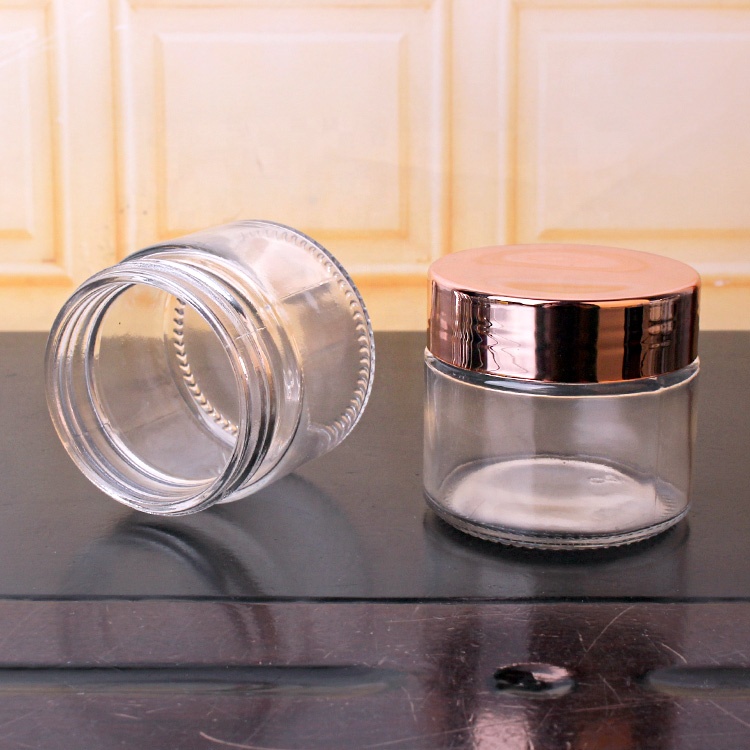4oz 120ml short round glass cosmetic jars shiny plastic lid