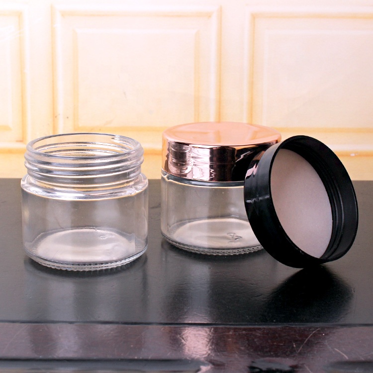 4oz 120ml short round glass cosmetic jars shiny plastic lid