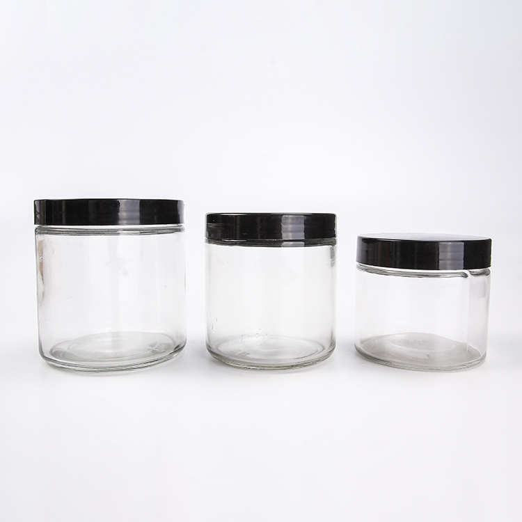 4oz 12oz 16oz Straight Side Glass Jar For Food Storage With Lids