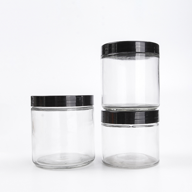 4oz 12oz 16oz Straight Side Glass Jar For Food Storage With Lids