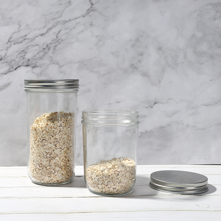 4oz 16oz Taper Shape Glass Mason Jar Wide Mouth Glass Canning Jar For Food Storage With Lids
