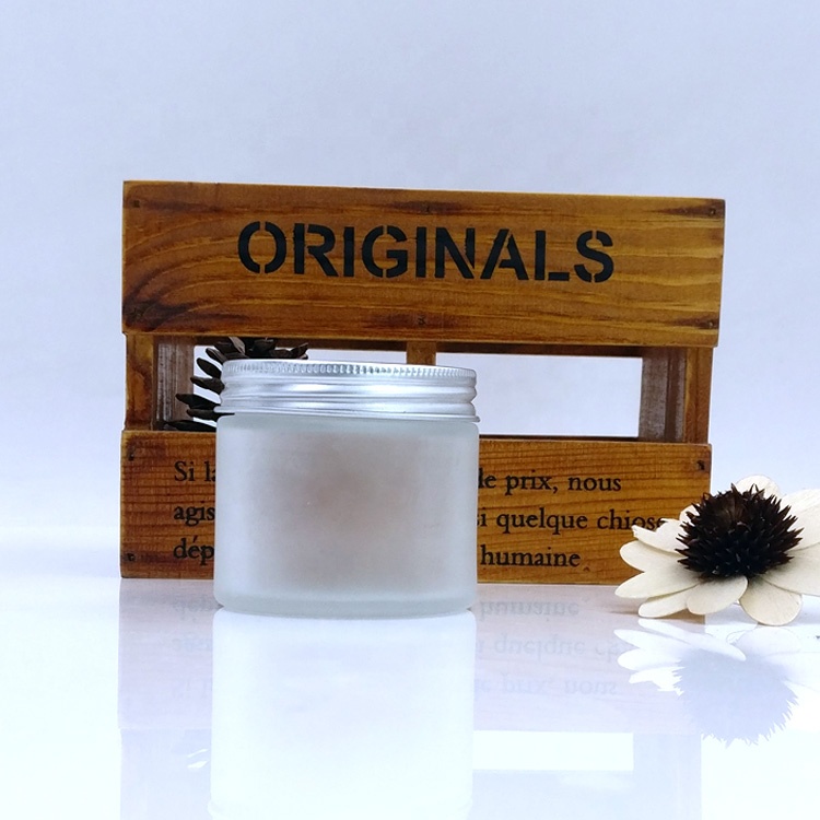 4oz 2oz reuse Frosted Cream Bottle Pot 30ml 1oz Refillable glass Jars with metal screw lid for cosmetic cream ointments salves