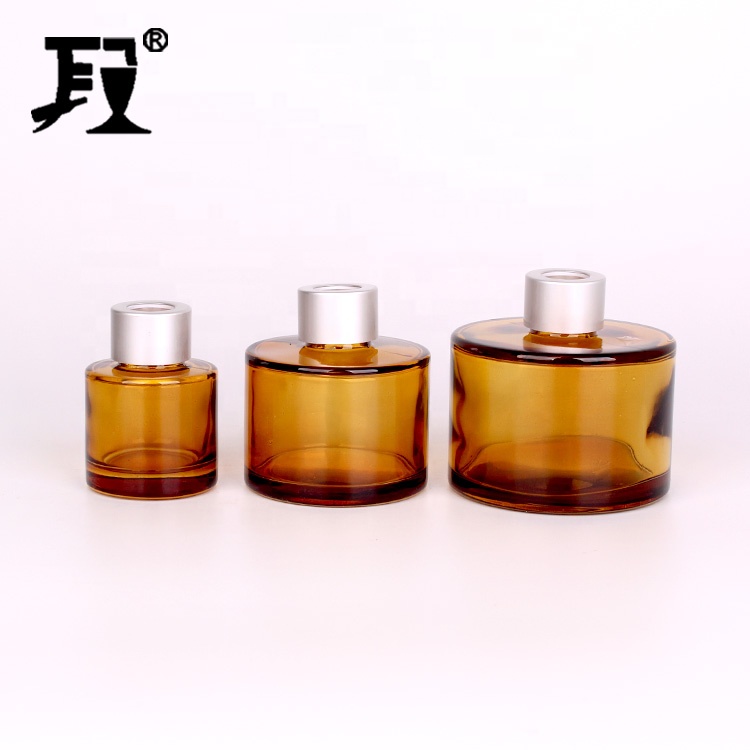 4oz 50ml 120ml 200ml amber round glass reed diffuser bottles for aroma perfume on sale
