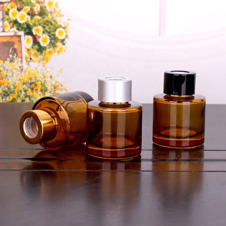 4oz 50ml 120ml 200ml amber round glass reed diffuser bottles for aroma perfume on sale