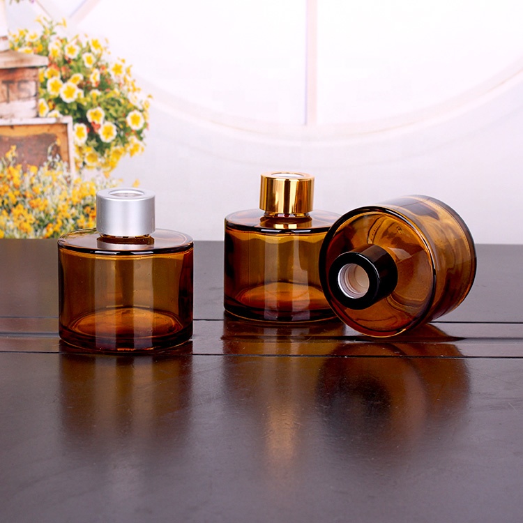 4oz 50ml 120ml 200ml amber round glass reed diffuser bottles for aroma perfume on sale